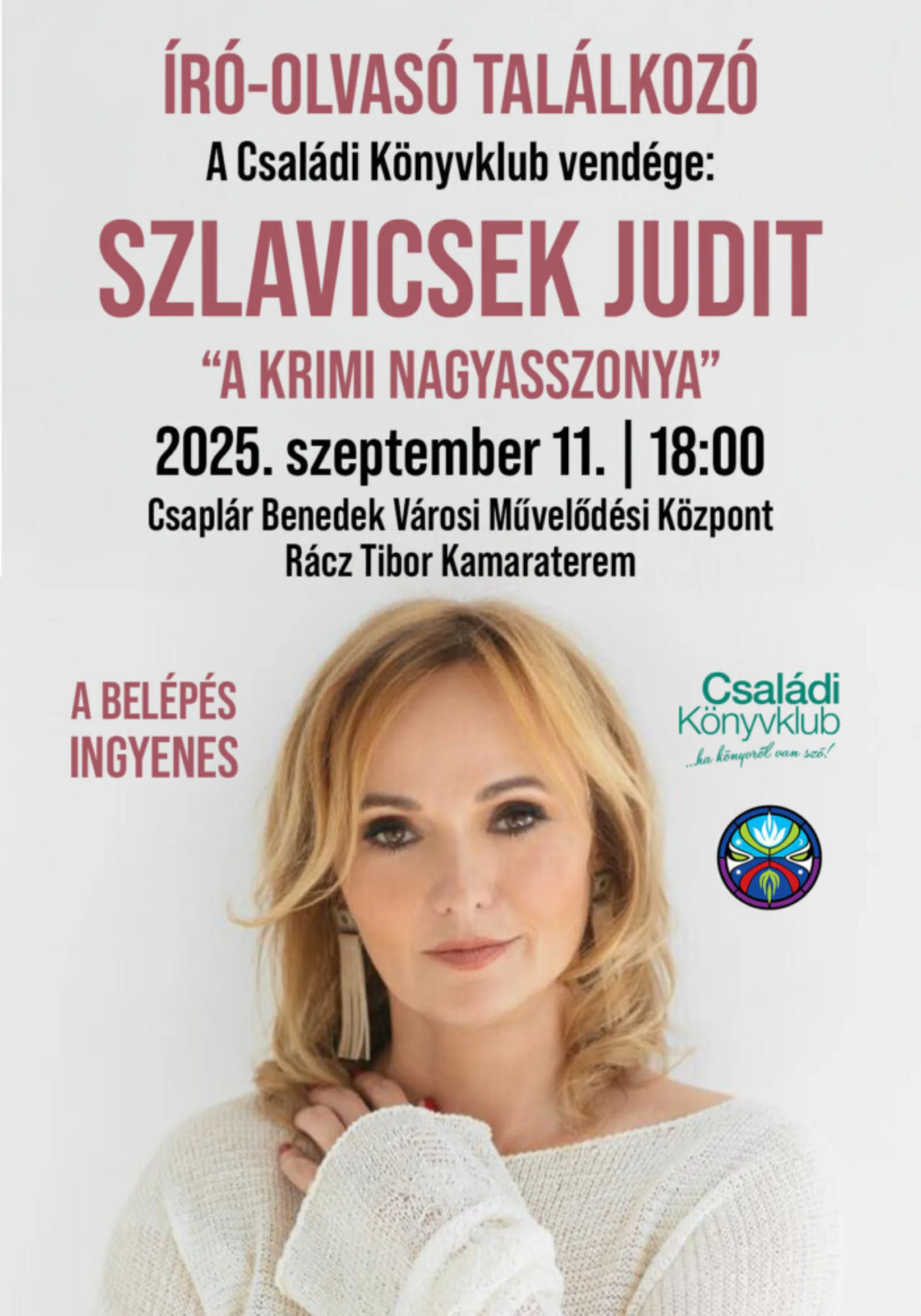 Író-olvasó találkozó Szlavicsek Judittal