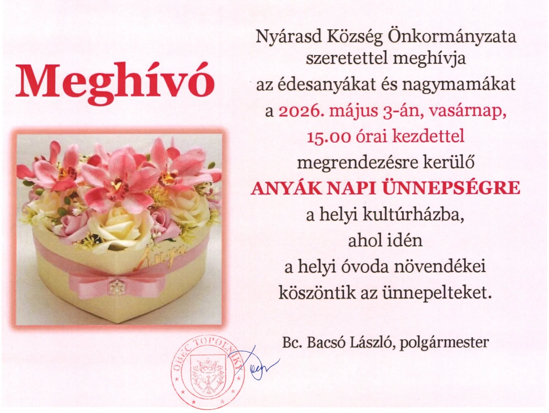 Anyák napi meghívó