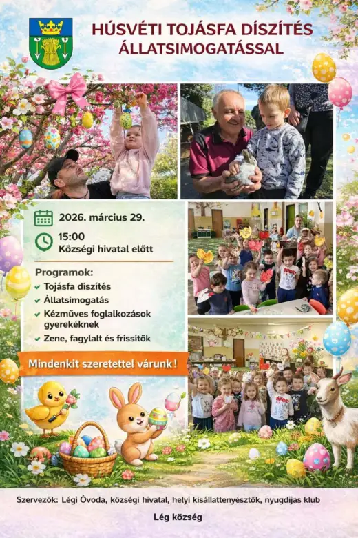 Húsvéti tojásfa díszítés állatsimogatással