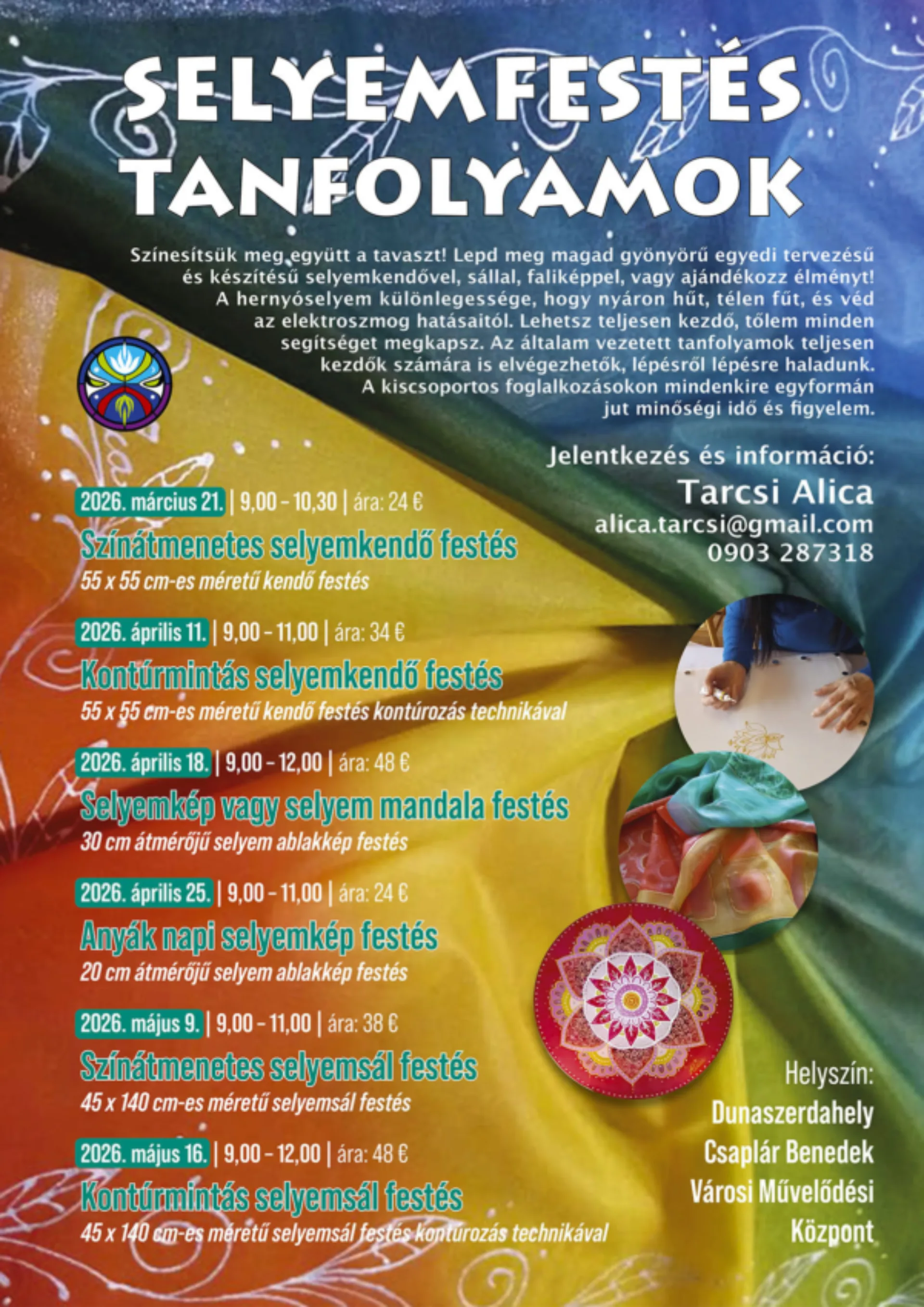Selyemfestés tanfolyam | Kontúrmintás selyemsál festés